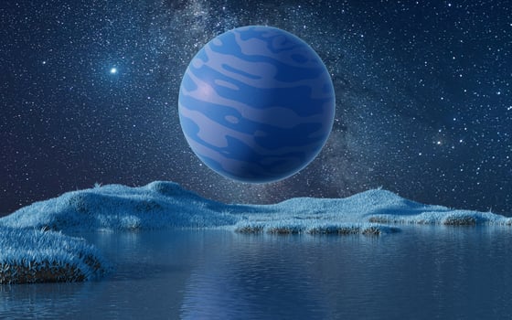 Planet with milky way at night, 3d rendering. photo