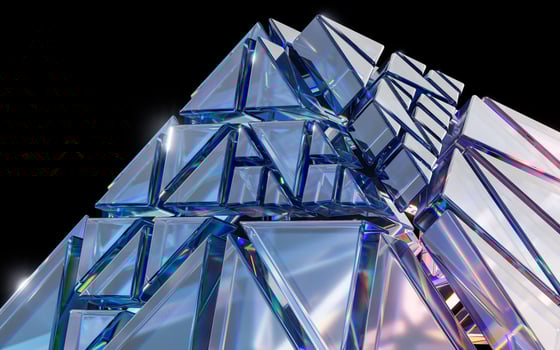 Glass geometries with dispersion colors, 3d rendering. photo