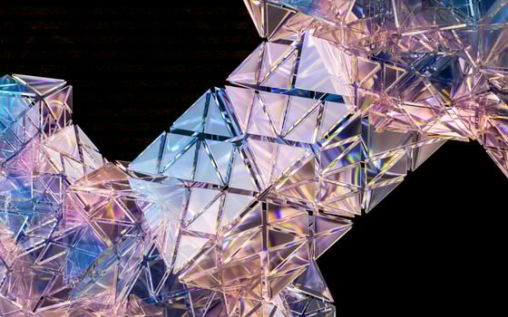 Glass geometries with dispersion colors, 3d rendering. photo