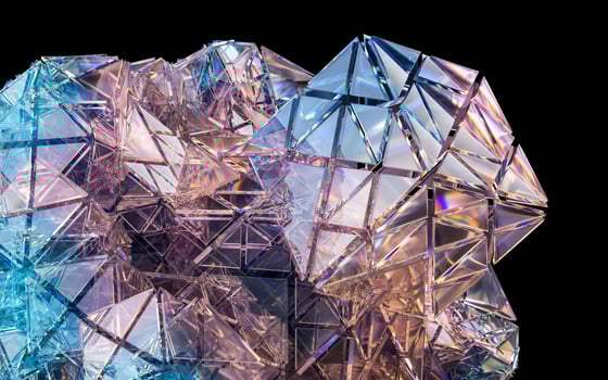 Glass geometries with dispersion colors, 3d rendering. photo
