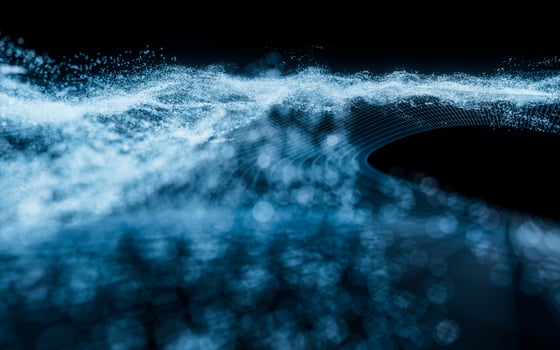 Abstract wave particles background, 3d rendering. photo