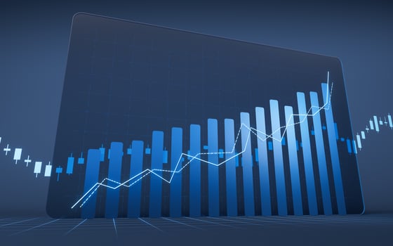 statistical graph with business finance concept, 3d rendering. photo