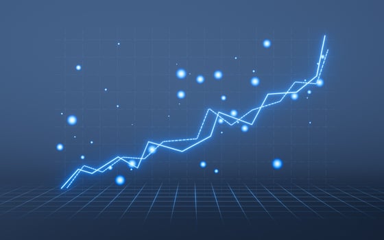 statistical graph with business finance concept, 3d rendering. photo