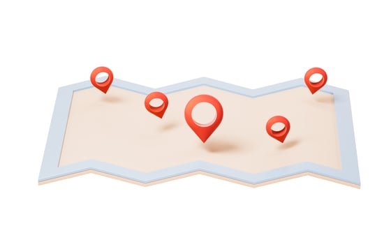 Map and location pointer with cartoon style, 3d rendering. photo