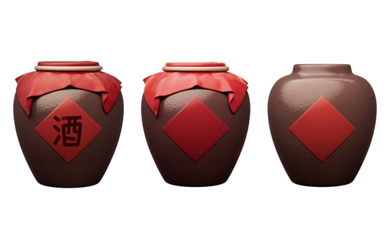 Chinese ancient wine with retro style, 3d rendering. Translation on the jar wine. photo