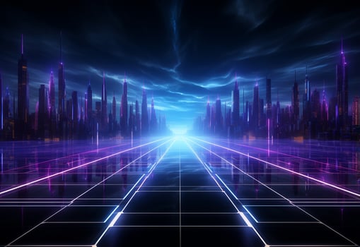 Ai Generative Neon illuminated futuristic backdrop realistic image, ultra hd, high design very detailed photo