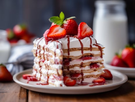 Photography of Strawberry Icebox Cake Recipe - AI Generative photo