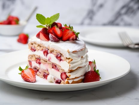 Photography of Strawberry Icebox Cake Recipe - AI Generative photo