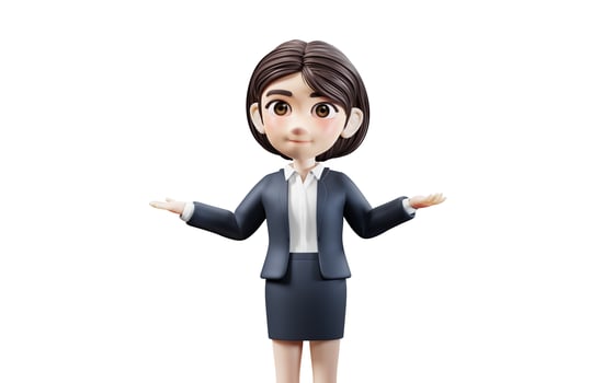 Short hair business girl with suit jacket, 3d rendering. photo