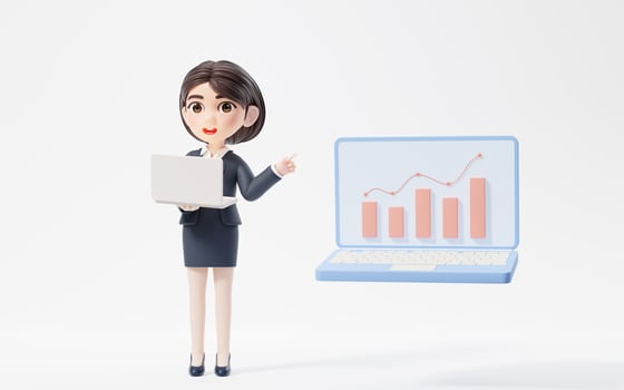 Business girl with investment and finance concept, 3d rendering. photo