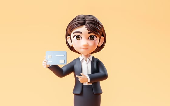 Business girl with investment and finance concept, 3d rendering. photo