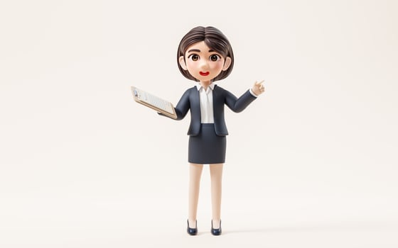 Business girl with the paper file, 3d rendering. photo