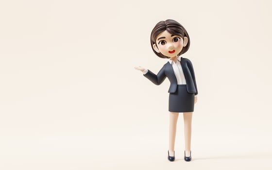 Short hair business girl with suit jacket, 3d rendering. photo