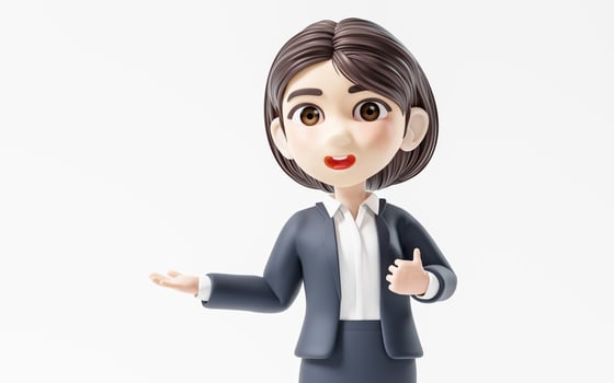 Short hair business girl with suit jacket, 3d rendering. photo