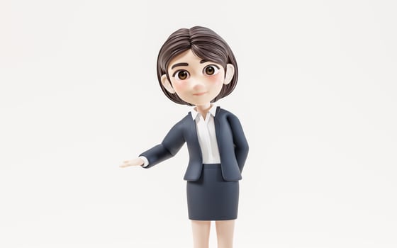 Short hair business girl with suit jacket, 3d rendering. photo