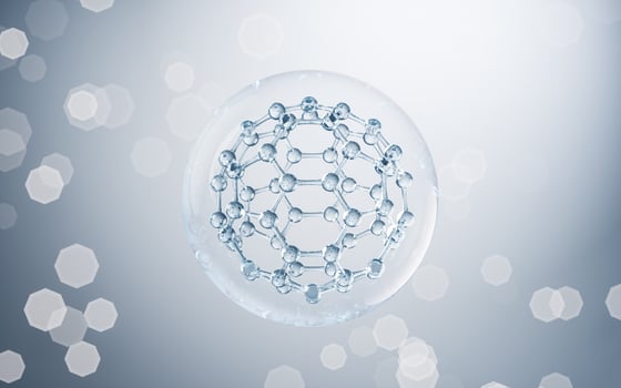 Chemical molecule with blue background, 3d rendering. photo