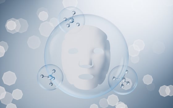 Facial mask with blue background, 3d rendering. photo