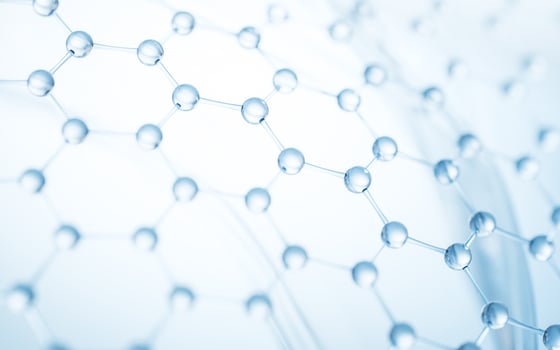 Molecule structure with hexagonal shape, 3d rendering. photo