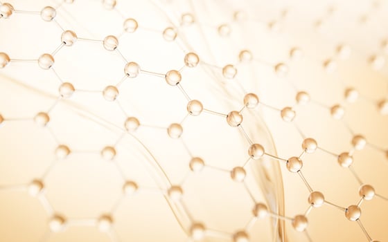 Molecule structure with hexagonal shape, 3d rendering. photo