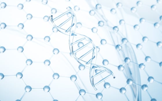 DNA with molecule structure background, 3d rendering. photo