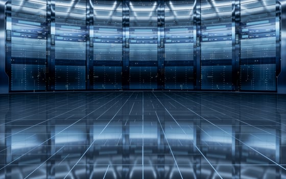 Sever racks and data center, big data and cloud computing concept, 3d rendering. photo