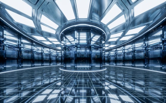 Sever racks and data center, big data and cloud computing concept, 3d rendering. photo