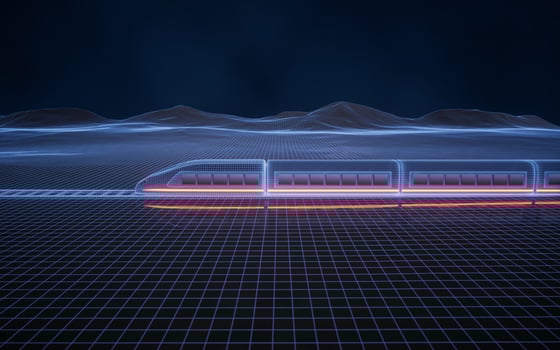 Digital high speed railway bullet train, 3d rendering. photo