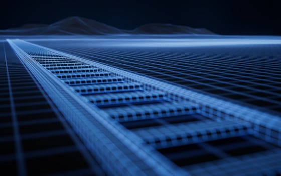 Railway and digital space, 3d rendering. photo
