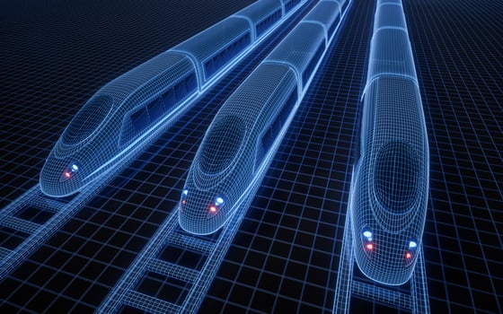 Digital high speed railway bullet train, 3d rendering. photo