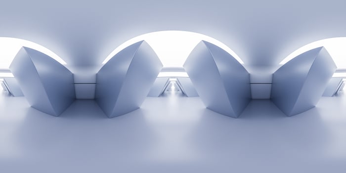 Empty white tunnel with futuristic style, 3d rendering. 360-degree seamless panoramic view. photo
