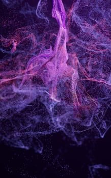 Flowing particles with smoke shape, 3d rendering. photo