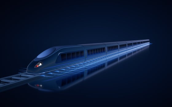 Digital high speed railway bullet train, 3d rendering. photo