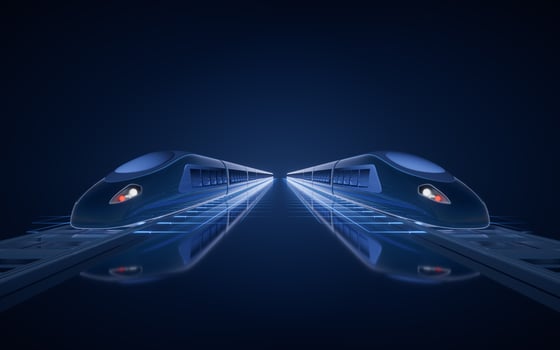Digital high speed railway bullet train, 3d rendering. photo