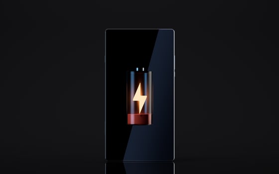 Mobile phone and battery, 3d rendering. photo