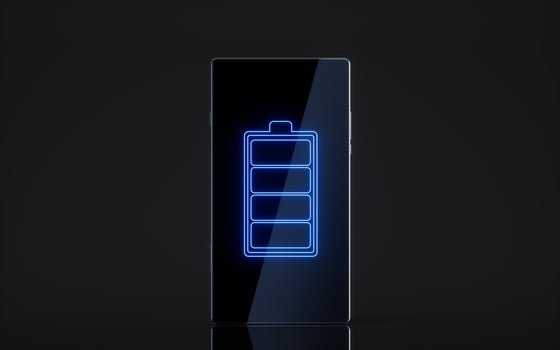 Mobile phone and battery, 3d rendering. photo