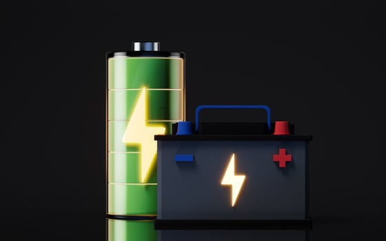 Accumulator car battery energy power and electricity, 3d rendering. photo