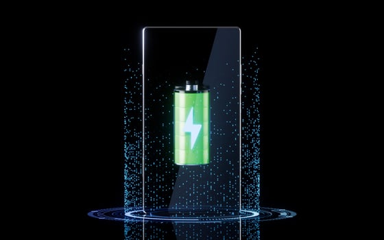 Mobile phone and battery, 3d rendering. photo