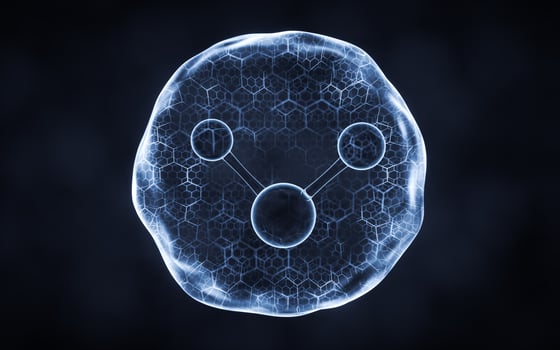 Organic sphere with molecule inside, 3d rendering. photo