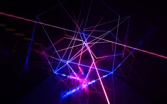 Dark tunnel with glowing neon lines, 3d rendering. photo