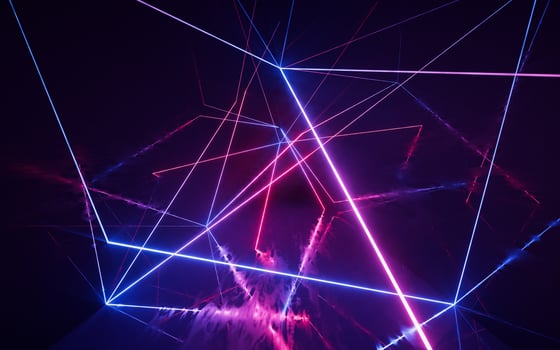 Dark tunnel with glowing neon lines, 3d rendering. photo