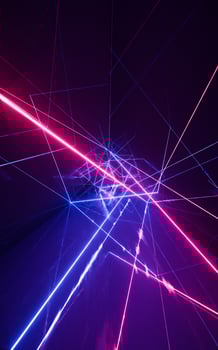 Dark tunnel with glowing neon lines, 3d rendering. photo