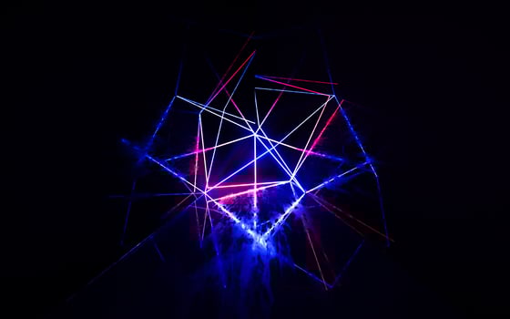 Dark tunnel with glowing neon lines, 3d rendering. photo