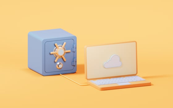Cloud computing with safety box, 3d rendering. photo