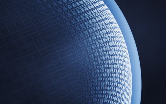 Digital sphere with glowing lines structure, 3d rendering. photo