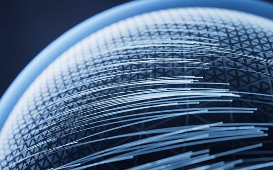 Digital sphere with glowing lines structure, 3d rendering. photo