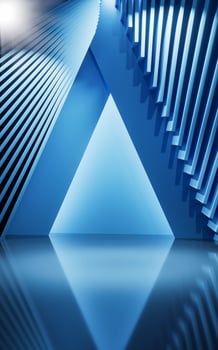 Blue empty room with geometry structure, 3d rendering. photo