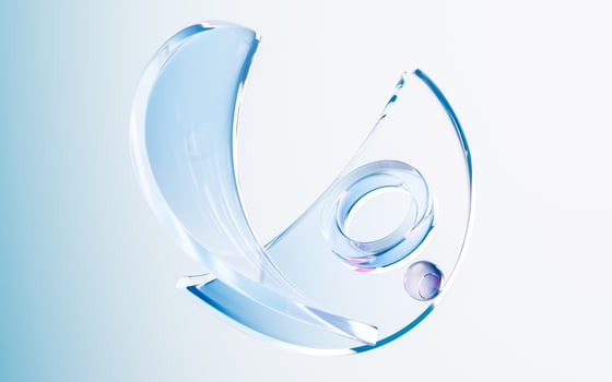 Transparent glass with gradient colors, 3d rendering. photo