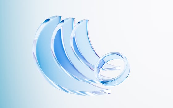 Transparent glass with gradient colors, 3d rendering. photo