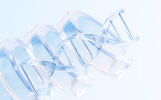 Transparent glass DNA structure, 3d rendering. photo