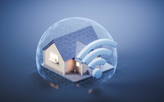 Residence house and wifi sign, 3d rendering. photo